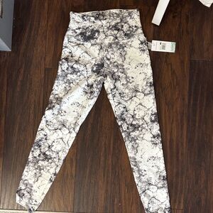 Balance Collection Marble-Print Leggings in Black & White